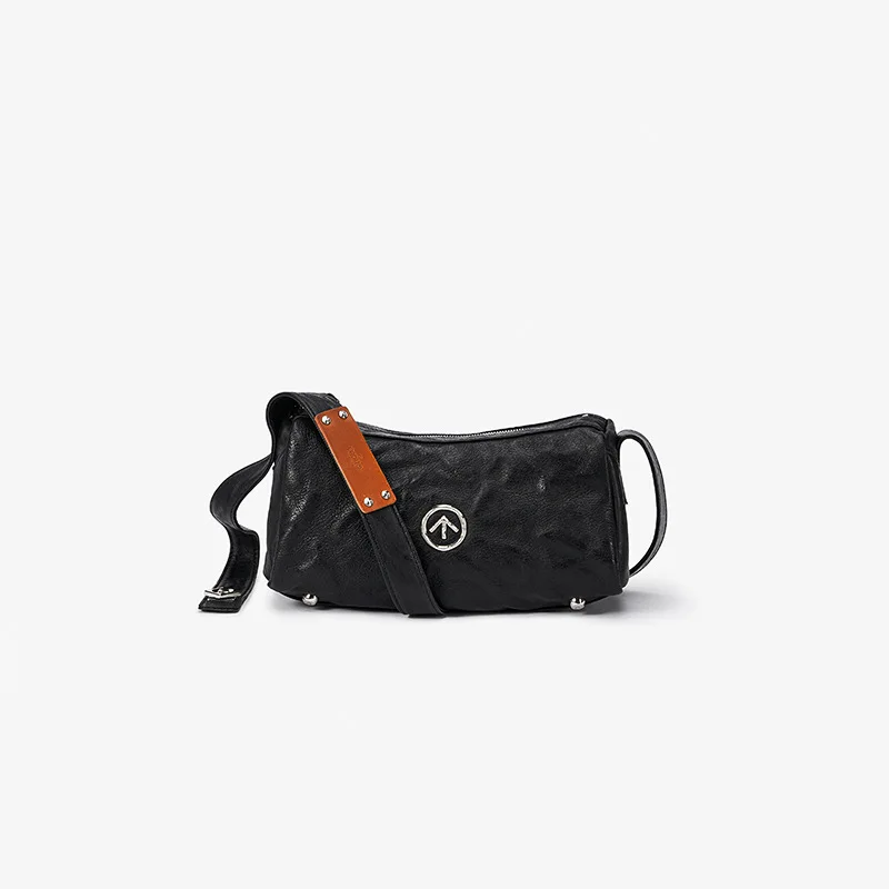 GROTTO 2025 ใหม่หินสีดํากระเป๋าขนาดเล็กUnisexผักกระป๋องSheepskinไหล่เดี่ยวCrossbodyกระเป๋านุ่ม