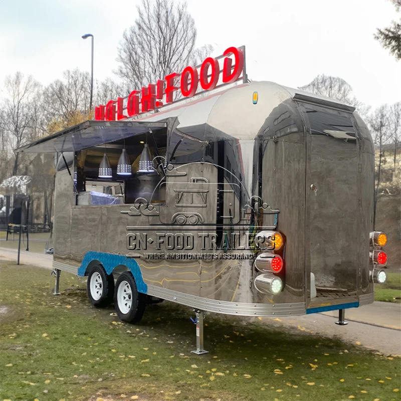 Remolque de Comida CN, Camión de Comida Personalizado, Hamburguesas, Papas Fritas, Batidos, Remolque de Comida Rápida con Cocina Completamente de Acero Inoxidable