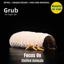Realistic White Grub High Fidelity Silkworm Plushie Scarab Larva Plush Toys Lifelike Animals Simulation Stuffed Doll Kawai Toy G