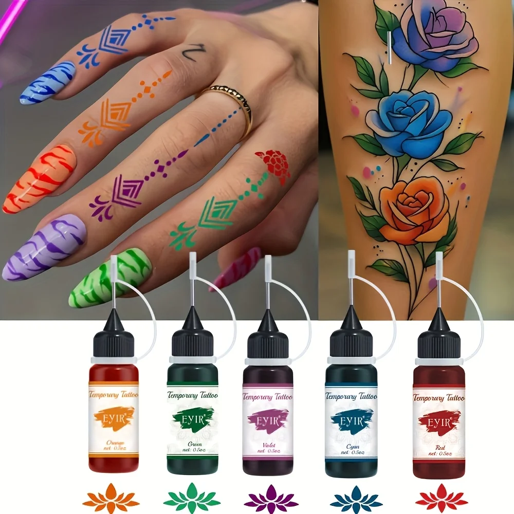 EYIR 12 Colors Henna Tattoo Paste Kit Temporary Body Art Ink With Hand Stencils Floral Mandala Templates DIY Painting Set view 3