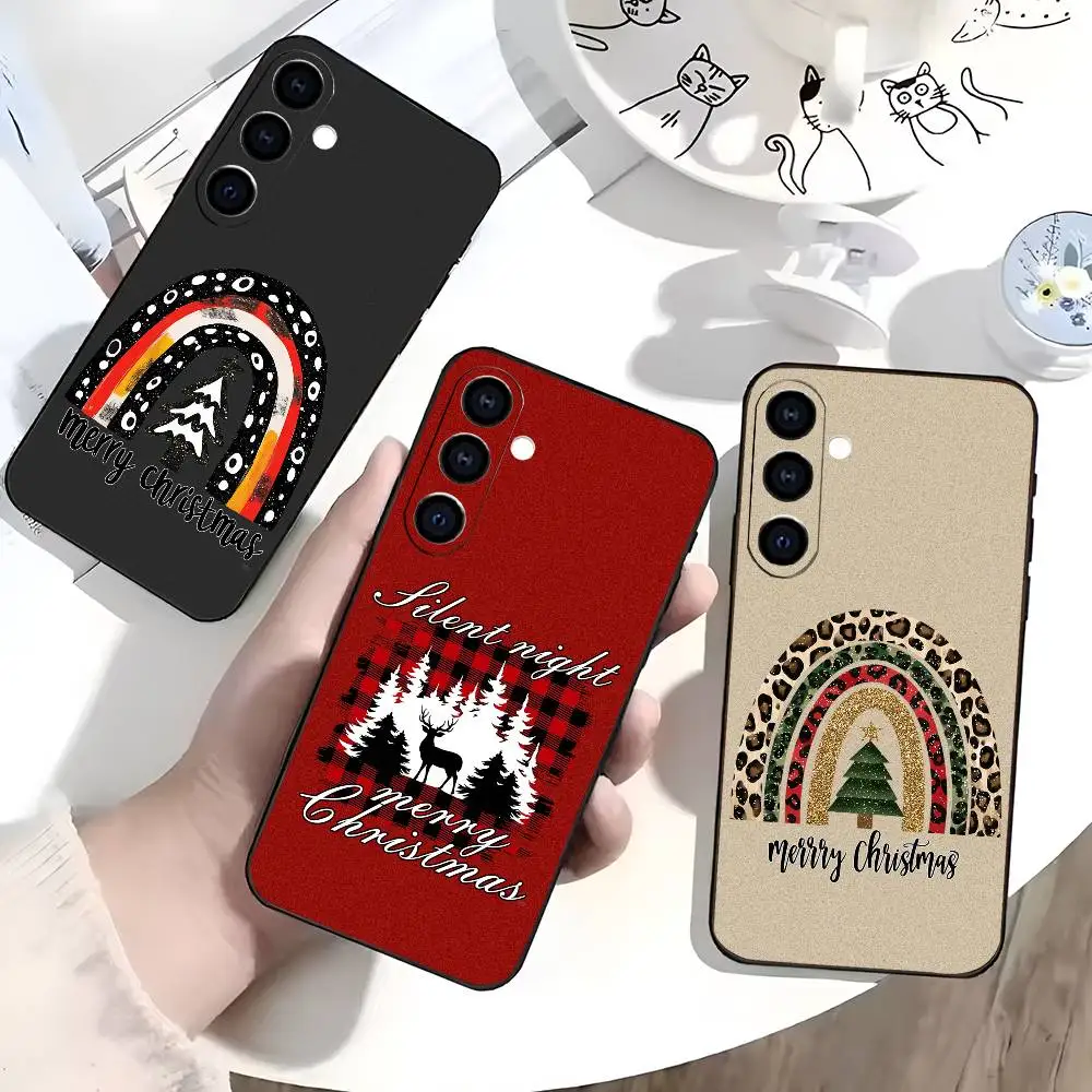 Christmas Tree Snowflake Phone Case For Samsung Galaxy A73,A72,A71,A70,A53,A52,A51,Others Soft Black Cover