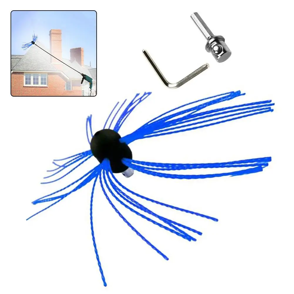 Chimney Pipe Brush Sweep Kit Nylon Chimney Brush Head Electric Drill Drive Sweeping Cleaning Tool For Fireplace Chimney