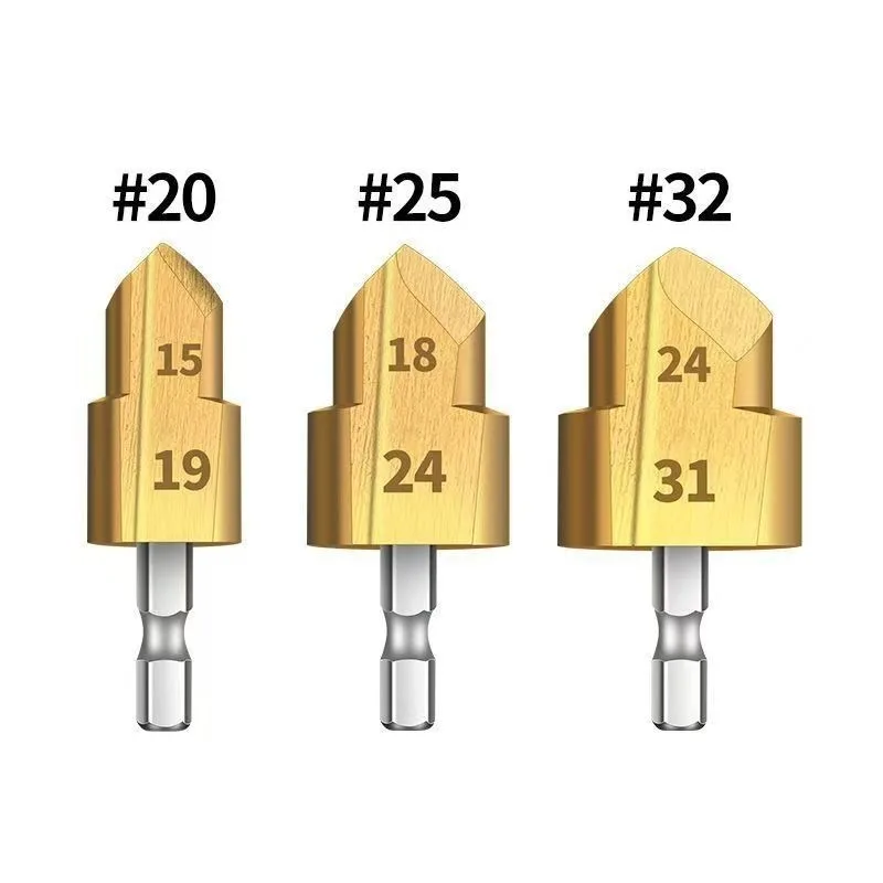 Lifting drill hexagonal shank titanium-plated water pipe repair drill hydropower tool multi-layer reaming step drill
