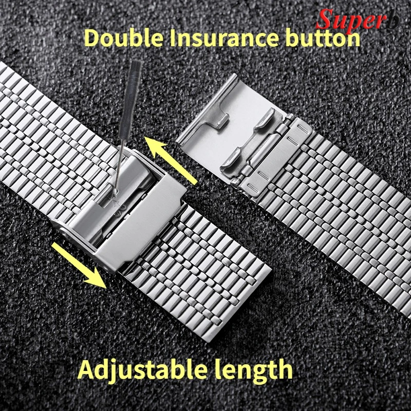 20/22 مللي متر أشرطة رفيعة من الفولاذ المقاوم للصدأ لهواوي Gt حزام ساعة معدني الإفراج السريع الرجال النساء المعصم الفرقة مشبك أمان مزدوج