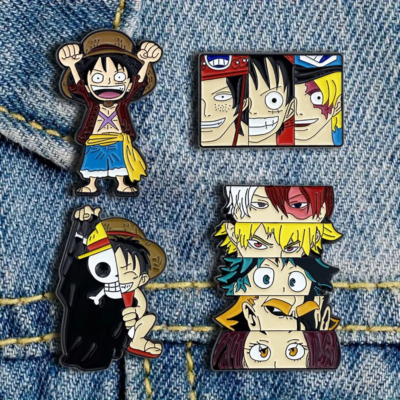 1/4 Stück ONE PIECE Emaille-Pins, Piraten Luffy Zoro Boa Hancock Brosche, Kreative Anstecknadeln für Damen, für Taschen, Jacken, Geschenk für Freunde