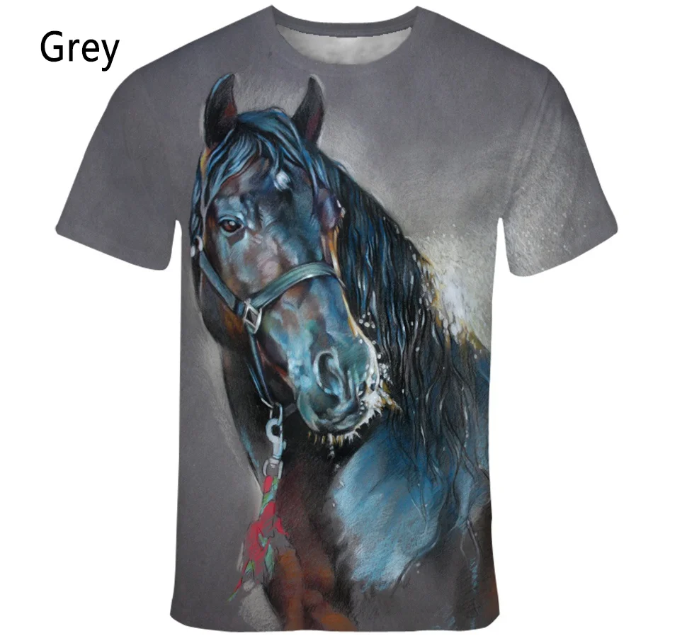 New Fashion Animal Horse 3D Printed T-shirt Men\'s and Women\'s Summer Casual Short-sleeved Harajuku Street Shirt Tops