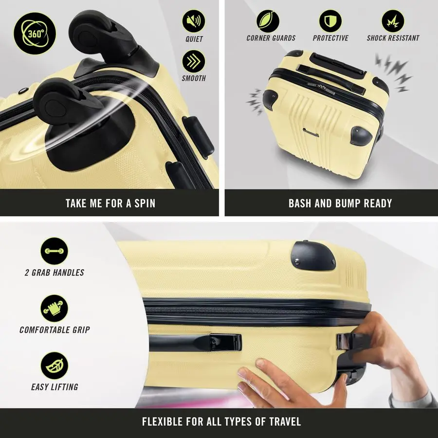 オブ バウンズ 軽量ハードシェル4輪スピナー荷物、ペールバナナ、20インチ機内持ち込み