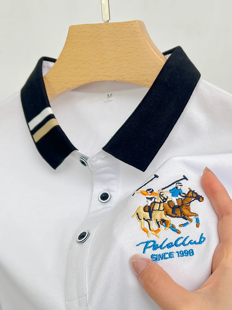 Men's New Exquisite Embroidered Short Sleeved Polo Shirt Summer Business Leisure Breathable T-shirt Top Fashion Men's Clothing