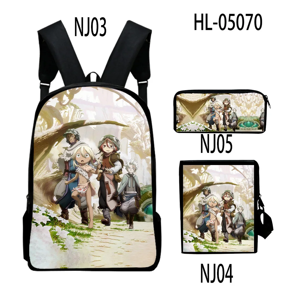 

Harajuku Youthful Made in Abyss Anime 3D Print 3pcs/Set Student Travel bags Laptop Daypack Backpack Shoulder Bag Pencil Case