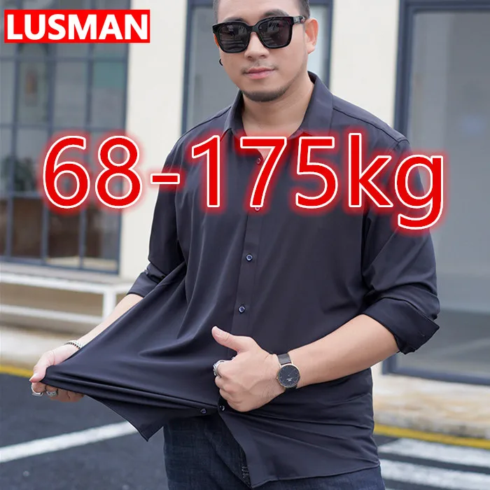 68-175KG Business Shirts for Men 9XL Long Sleeve Casual Oversized Loose Shirt Plus Size Business Shirt Big Size Male Tops