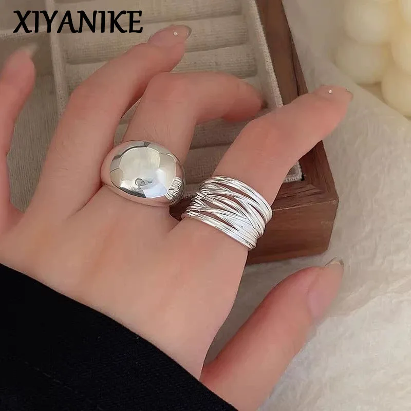 XIYANIKE Irregular Line Cross Wrap Geometric Wide Adjustable Open Rings For Women Fashion New Jewelry Gift Party кольцо