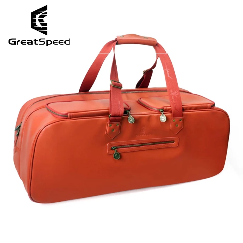 Unisex Portable Tennis Racket Bag Brick-red PU Squash Badminton Tennis Bag RH4 Tenis Racquets Handbag Men Women Tennis Court Bag