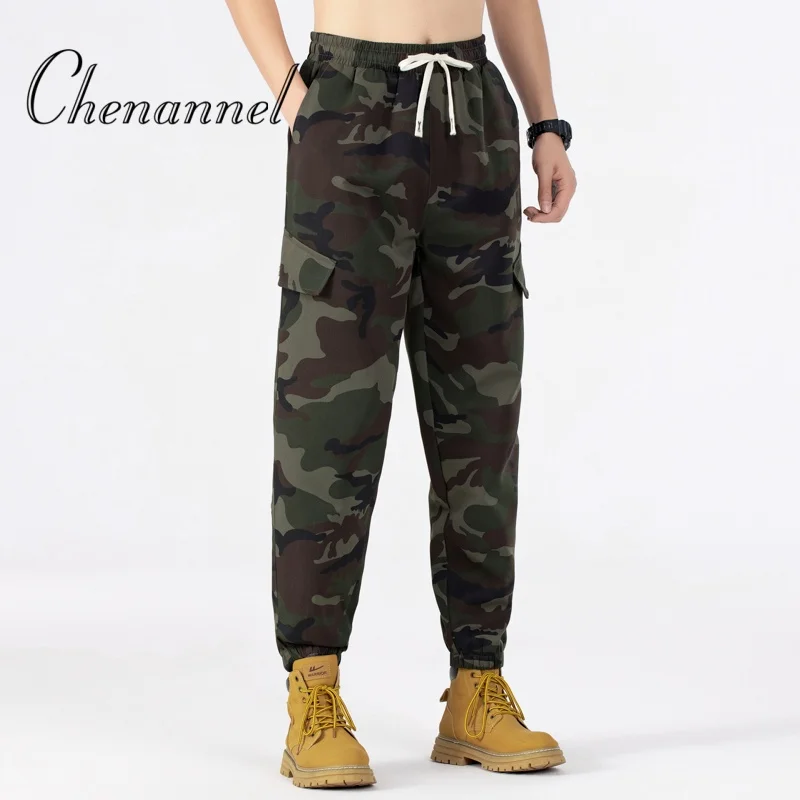 

New Trendy Solid Color Pants Multi Flap Pocket Men's Cargo PantsLoose Casual Outdoor Trousers Male Work Pants Oversized