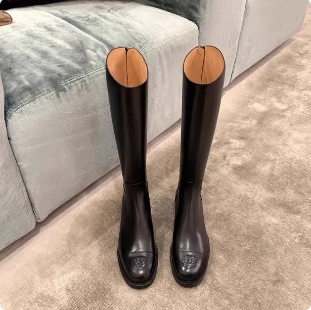 

Luxury Woman Shoes Winter Round Toe Knee-High Women Boots Punk Knight Boots Women Shoes New Female Long Booties Zapatos De Mujer