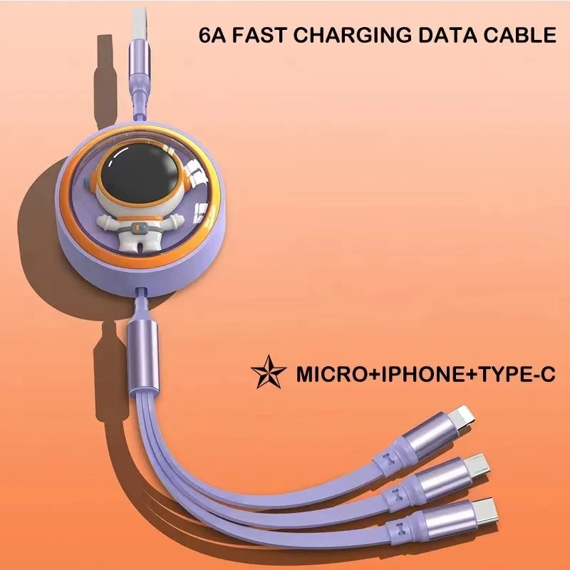 3 In 1 5A Super Fast Charging Data Cable Suitable For IPHONE Huawei Samsung Xiaomi Poco Mobile Phone Telescopic Charging Cable image 3