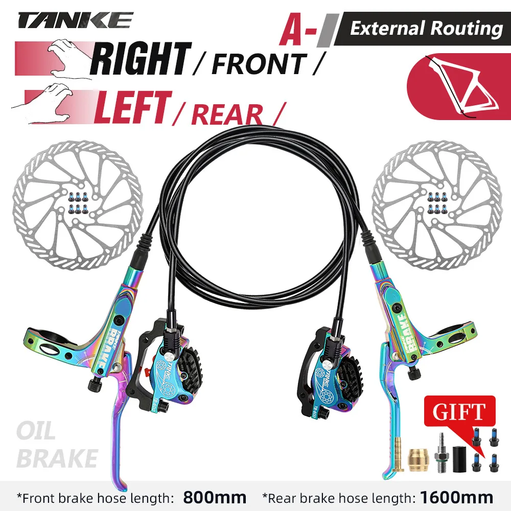 

MTB 4 Piston Power Off Electric Disc Brake Electric Bicycle Scooter E-bike Oil Brakes Resin Pad Oil Pressure Caliper Bike parts