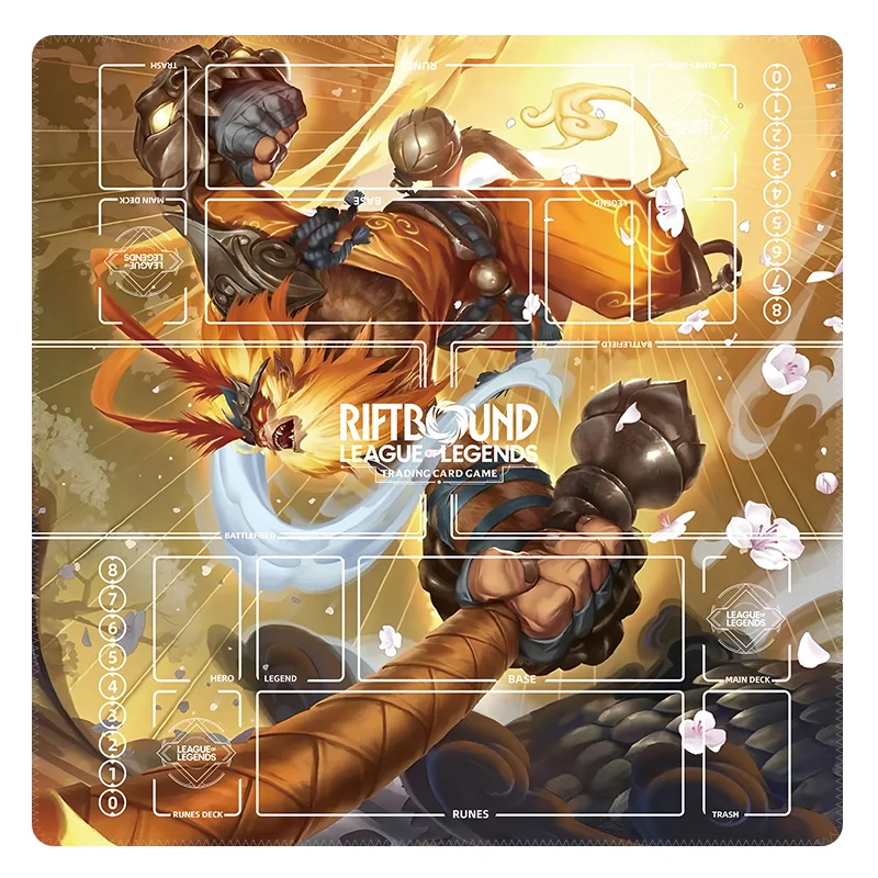 

600x600mm Riftbound TCG Lee Sin Jinx Ahri Double-player Card Pad English 2mm Stitched Edge Cartoon Rubber Board Game Pad Toys