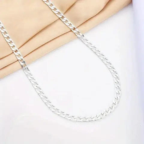 Halsband i titanstål, långt hiphop-halsband för kvinnor och män, modesmycken, presenttillbehör, silverfärgad choker 10 best sales titanhalsband - №9