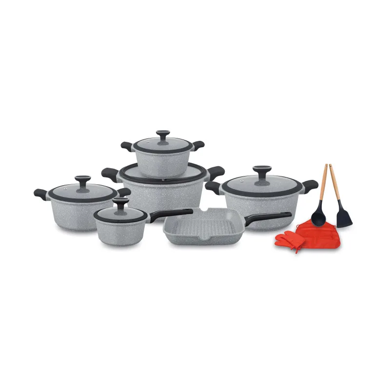 16pcs Non Stick Classical Aluminum Casserole Cookware Soup Pot Sets With Silicon Lid Kitchen Cooking Pot For Home Use