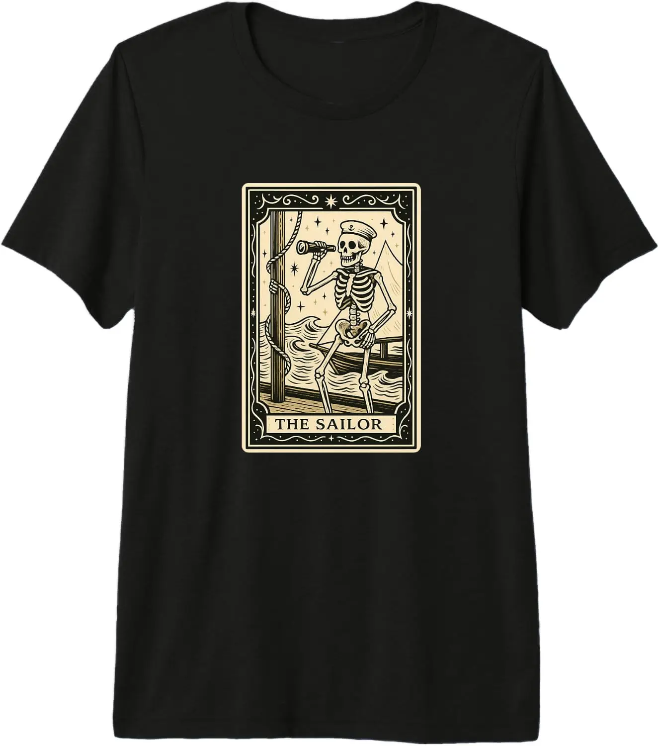 The Sailor Tarot Card Halloween Spooky Sailing Captain Boat Premium Tri-Blend T-Shirt 100% Cotton Trendy Y2K Short-Sleeve