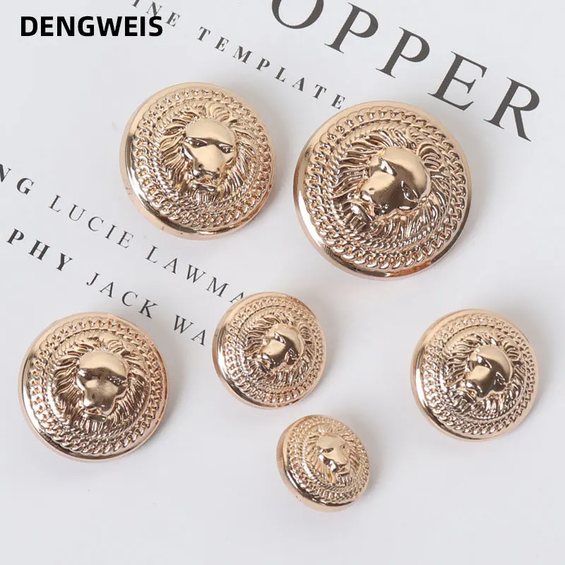 10pcs Dia 11.5/15/18/23/25mm,Gold&Silver Color,Metal Lion Style Buttons, Garment Sewing Accessories DIY Materials