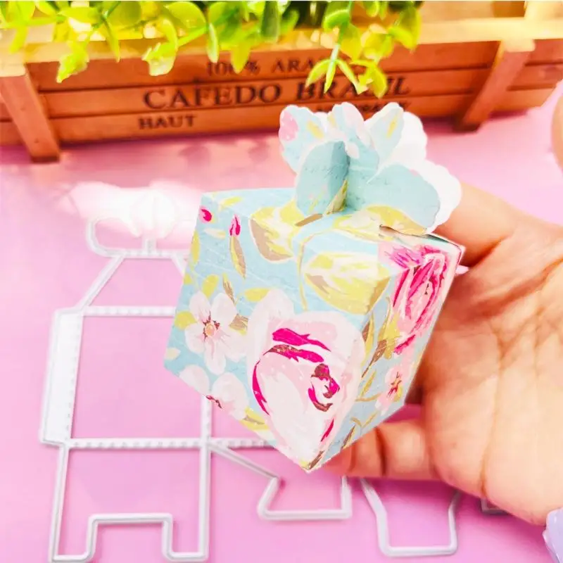 Q39B 3D 꽃 꽃잎 사탕 선물 상자 스티치 금속 절단 다이 스텐실 DIY 수제 접이식 케이스 엠보싱 도구 다이 컷.
