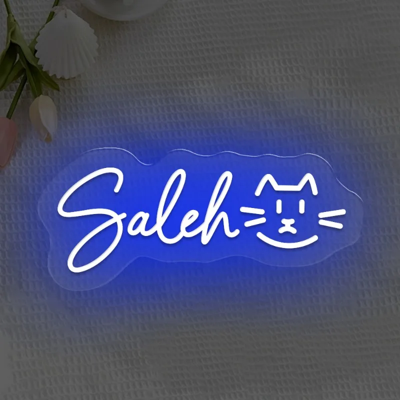 Customized LED neon love cat pattern creative modeling light, can customize name text pet store sign USB power supply,Cute cat