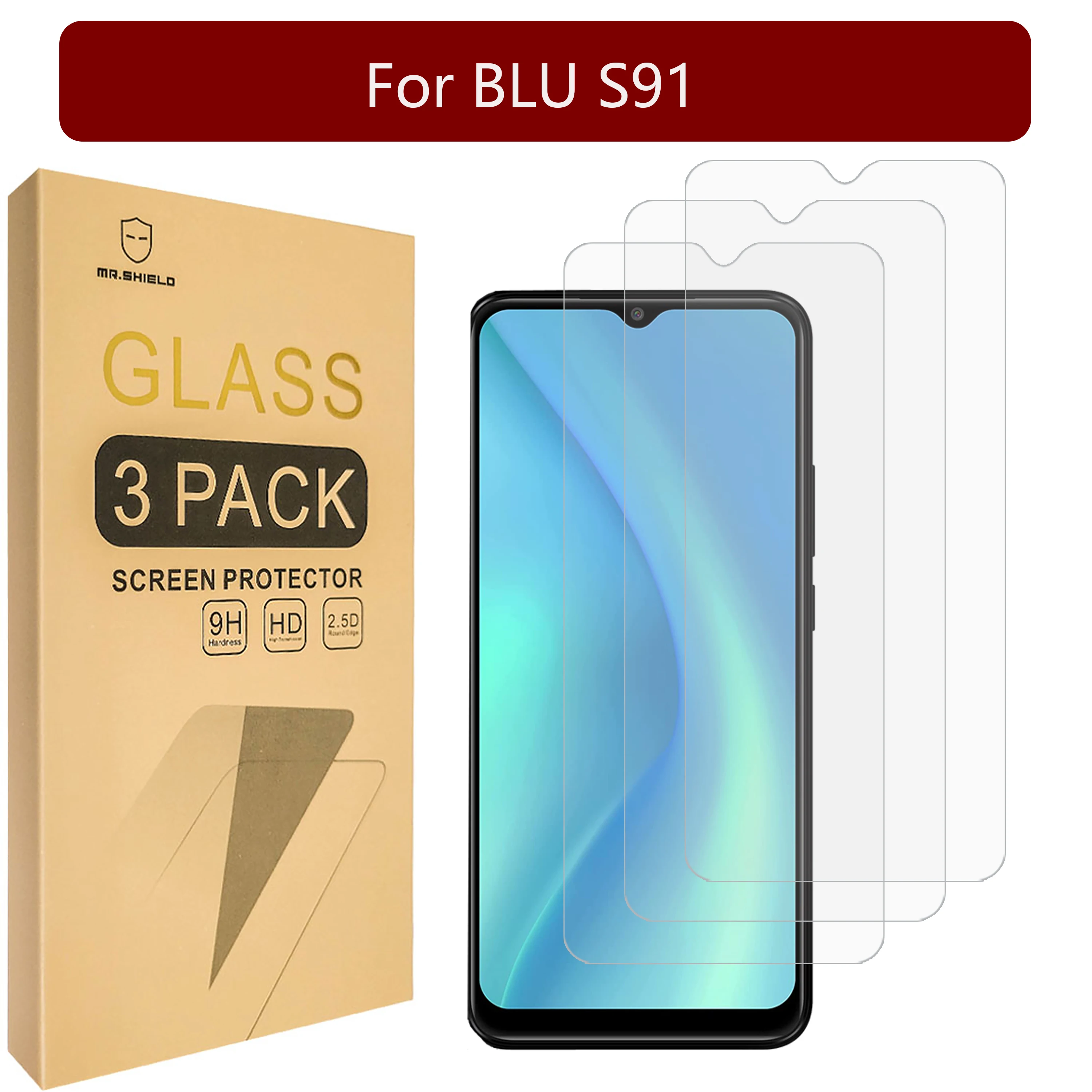 

Mr. Защитный экран совместим с BLU S91 [закаленное стекло] [3 шт. в упаковке] [Японское стекло с твердостью 9H]