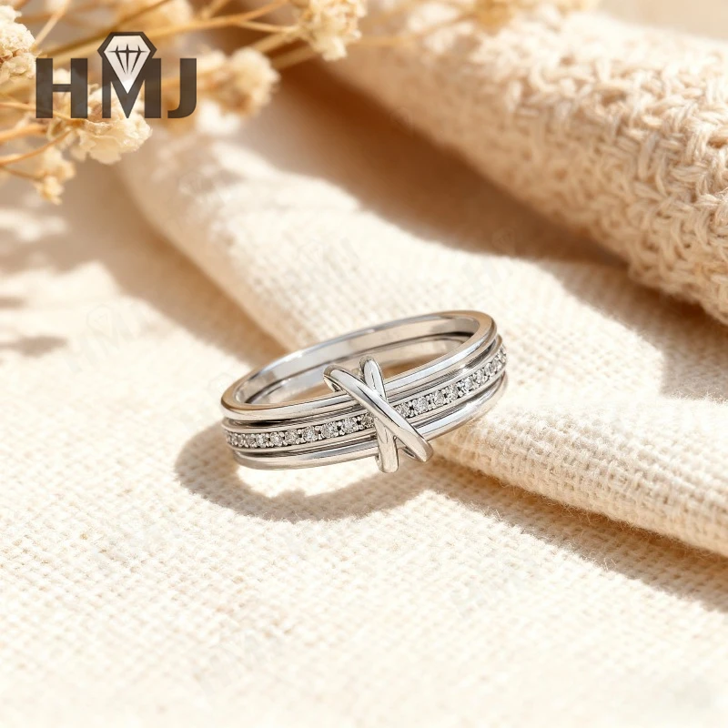 خاتم مويسانيتي مستدير القطع من الذهب الأبيض/الذهب الأصفر المتلألئ VVS1 تصميم مثالي هدية عيد الميلاد وعيد الفصح لها #3