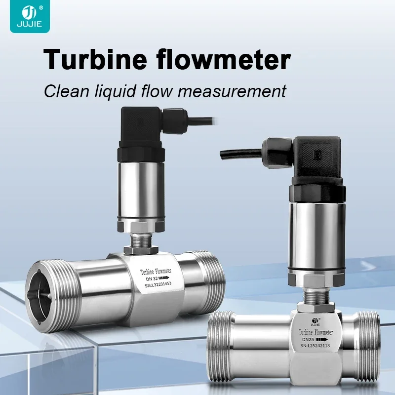 Liquid Turbine Flowmeter Pure Water Tap Water Alcohol Hydraulic Oil 4-20mA Transmitter 485 Flow Sensor