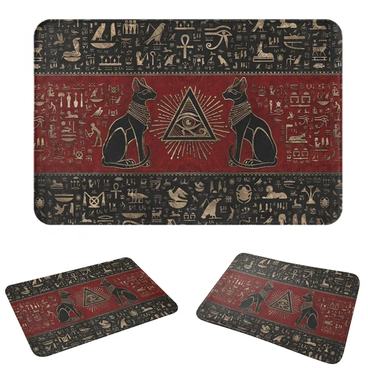 Ancient Egypt Eye Of Horus Egyptian Bastet Cat Doormat Water oil proof Carpet Rug Kitchen Entrance Home Floor Mat for Balcony