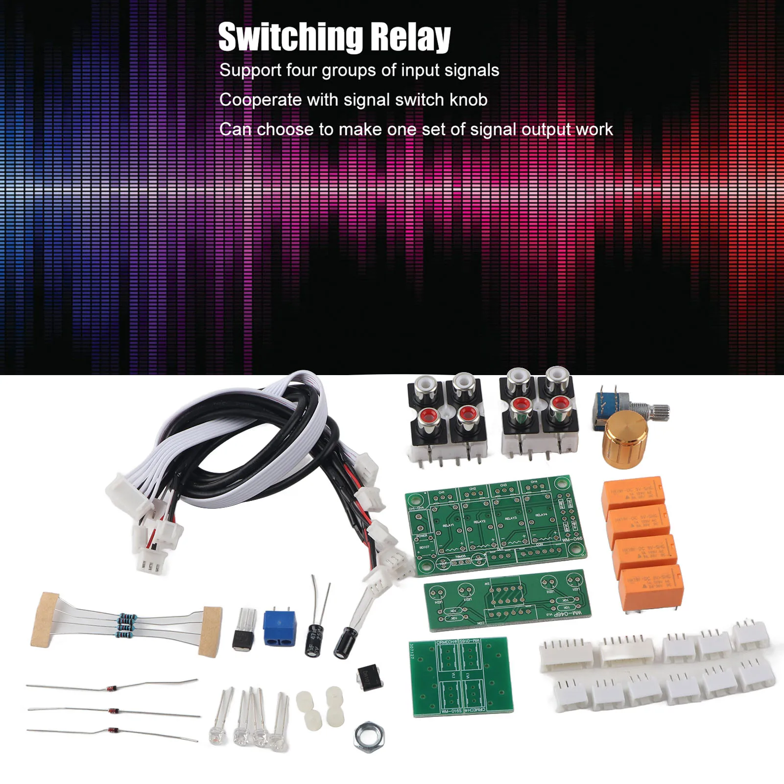 Audio Input Switch Module DIY Switching Board 4 Way Signal Selector Amplifier Relay Signal Selector Module