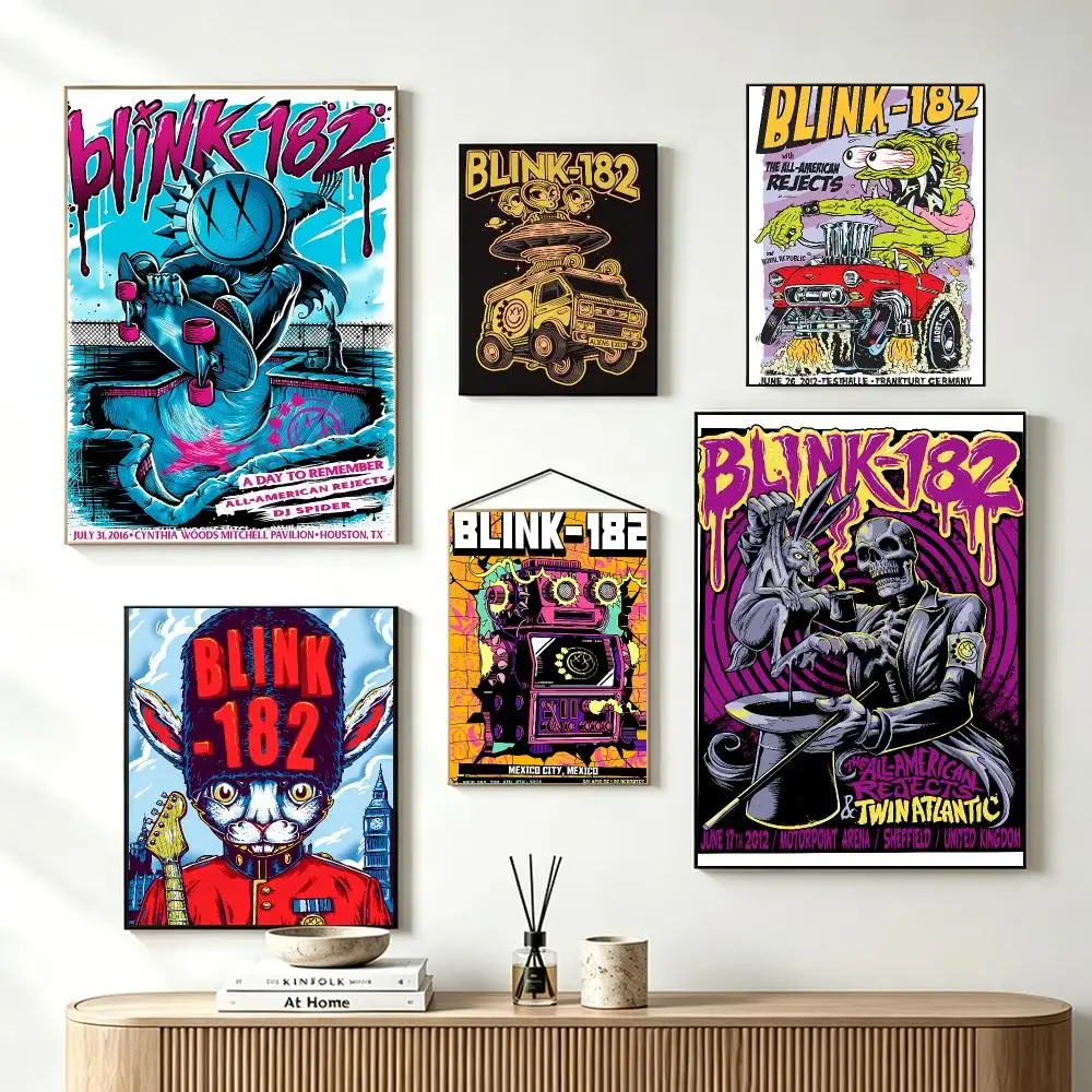 Energetic Rock Band B-Blink-182 Poster Self-Adhesive Wall Art HD Print For Dorm Teen Room Decor Gift