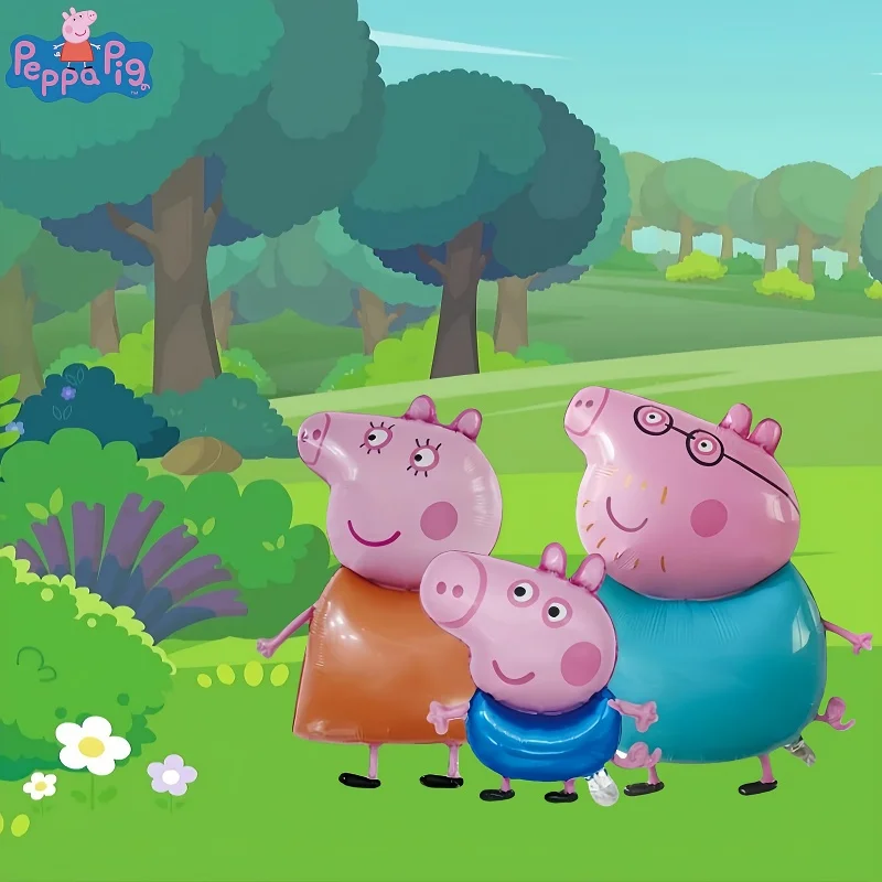 مجموعة بالونات مكونة من 3 قطع من Peppa Pig Family - بالونات من رقائق الألومنيوم على شكل جورج بيج أبي أمي لغرفة أعياد الميلاد وحفلات العطلات #3