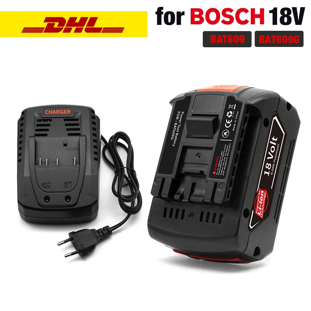 

New High-Performance For BOSCH 18V 6.0Ah Lithium-Ion Battery Professional GSR/GSB/GBH/GWS BAT609 Rechargeable Battery + Charger