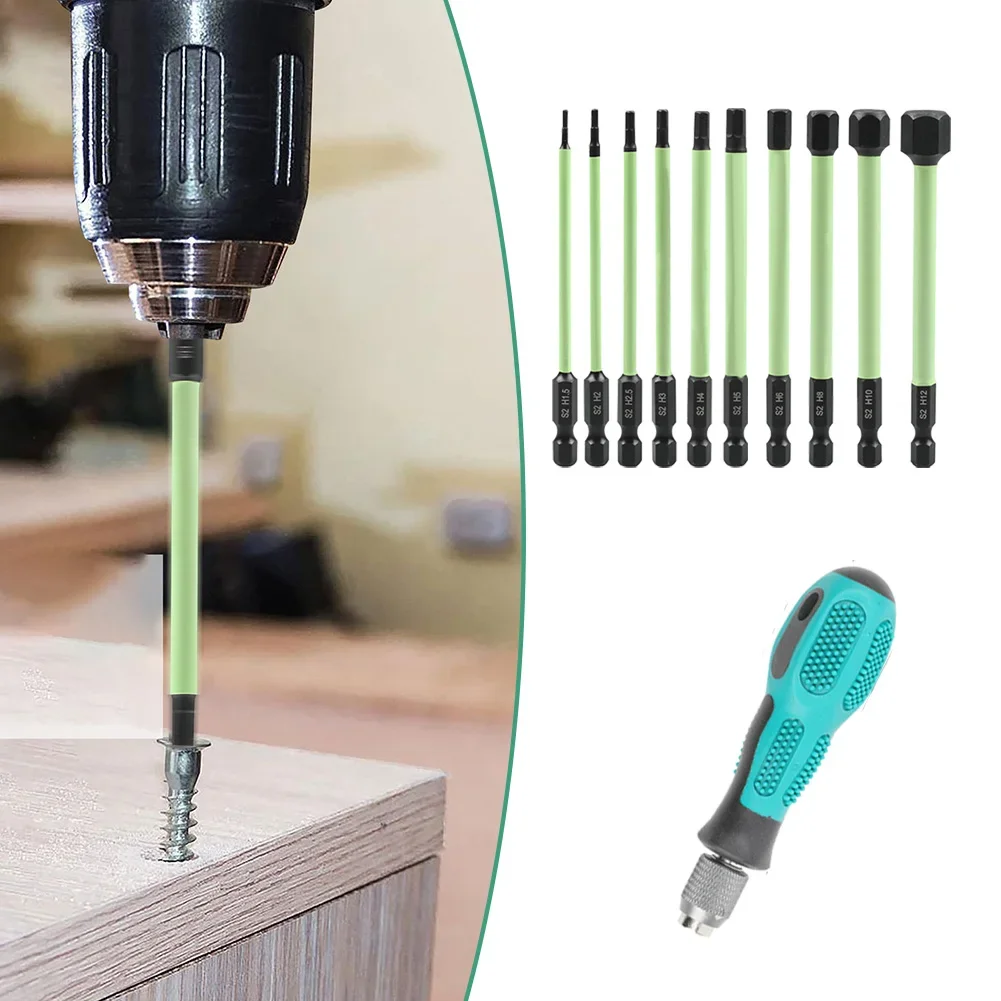 

10 шт., набор отверток, шестигранный ключ, набор сверл H1.5-H12, 100 мм, отвертка с мини-ручкой, ручные инструменты