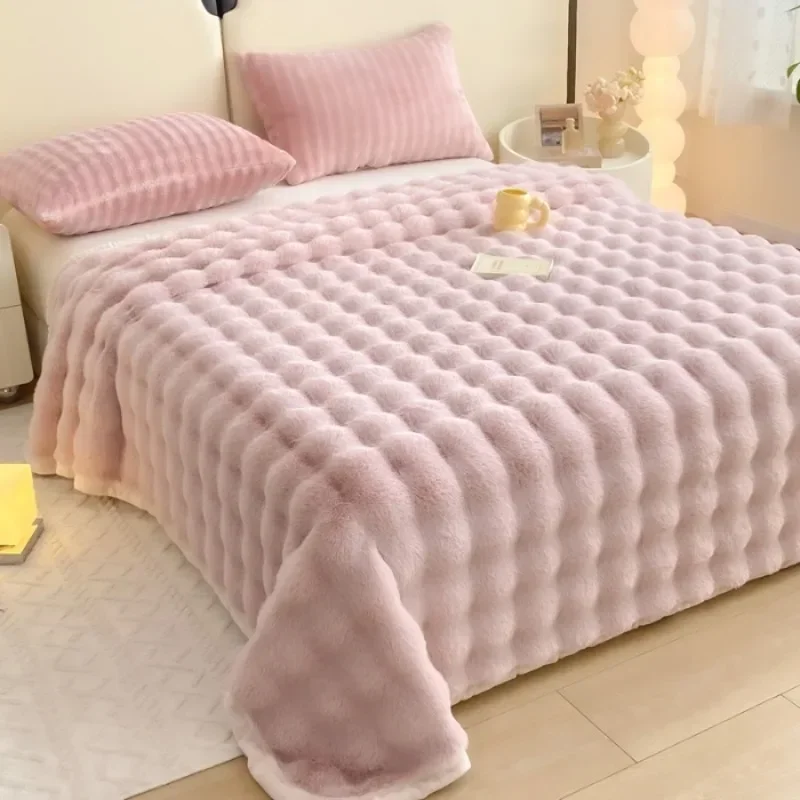 

1pc Bubble velvet milk velvet blanket is soft warm breathable and can be used as a blanket bed sheet or blanket