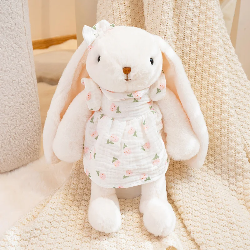 

Мягкая пушистая плюшевая игрушка-кролик с длинными ушами, милая мягкая кукла-кролик, идеально подходит для праздничных подарков, декора спальни.