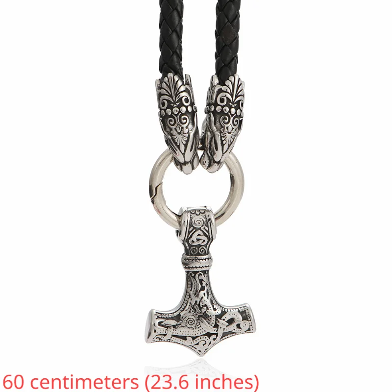 New High Quality Nordic Men\'s Thor Hammer Pendant Necklace Leopard Head Necklace Men\'s Jewelry Gift