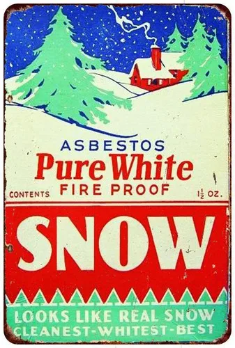 1w, Pure White Snow Asbestos Weihnachtsbaum-Dekoration, Metallschild im Vintage-Look