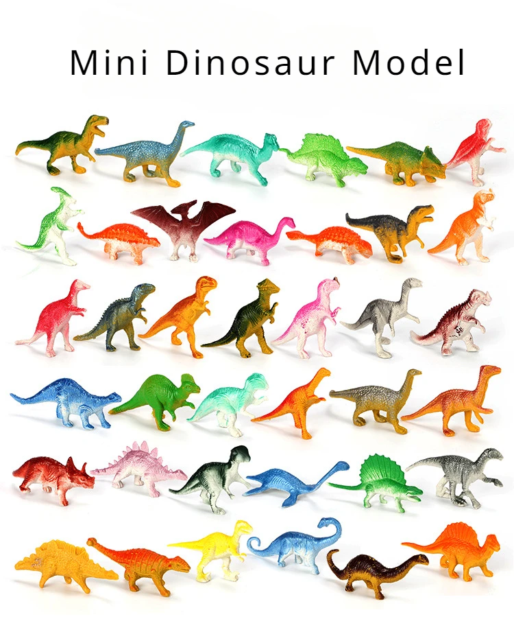 

A Set of 39 Children's Toys with Mini Dinosaur Model Toys and Simulated Animals Tyrannosaurus Rex Pterosaur