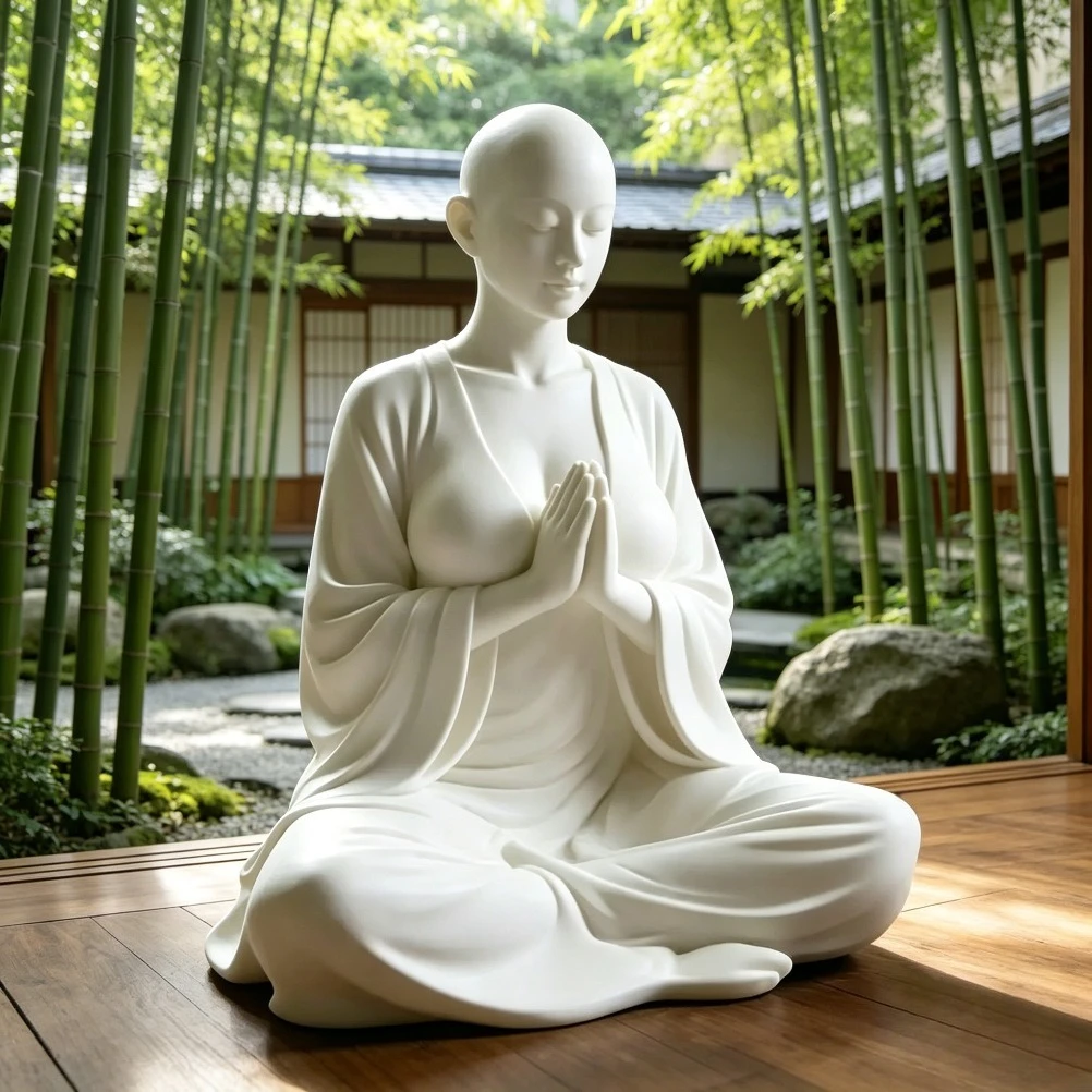 Minimalist Figurine Zen Meditation Sculpture Spiritual Art Decor Ideal White Ornament & Gift for Yoga Room Bedroom Living Room