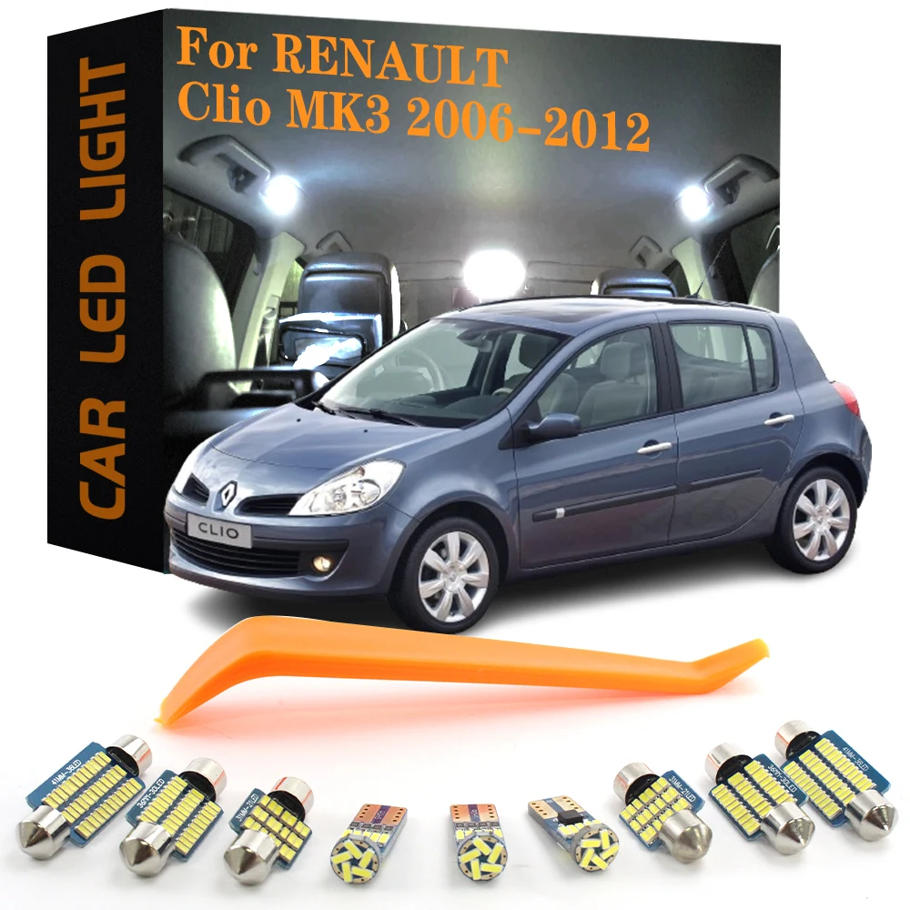 8pcs Canbus Car Accessories LED Interior Lights For Renault Clio 3 MK3 2006 2007 2008 2009 2010 2011 2012 No Error Auto Lamps