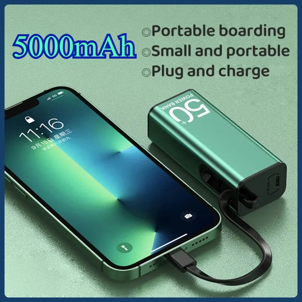 

5000mAh Multifunctional Outdoor Mini Power Bank Portable Small Size Fast Phone Charger Emergency Flashlight Lighting Powerbanks