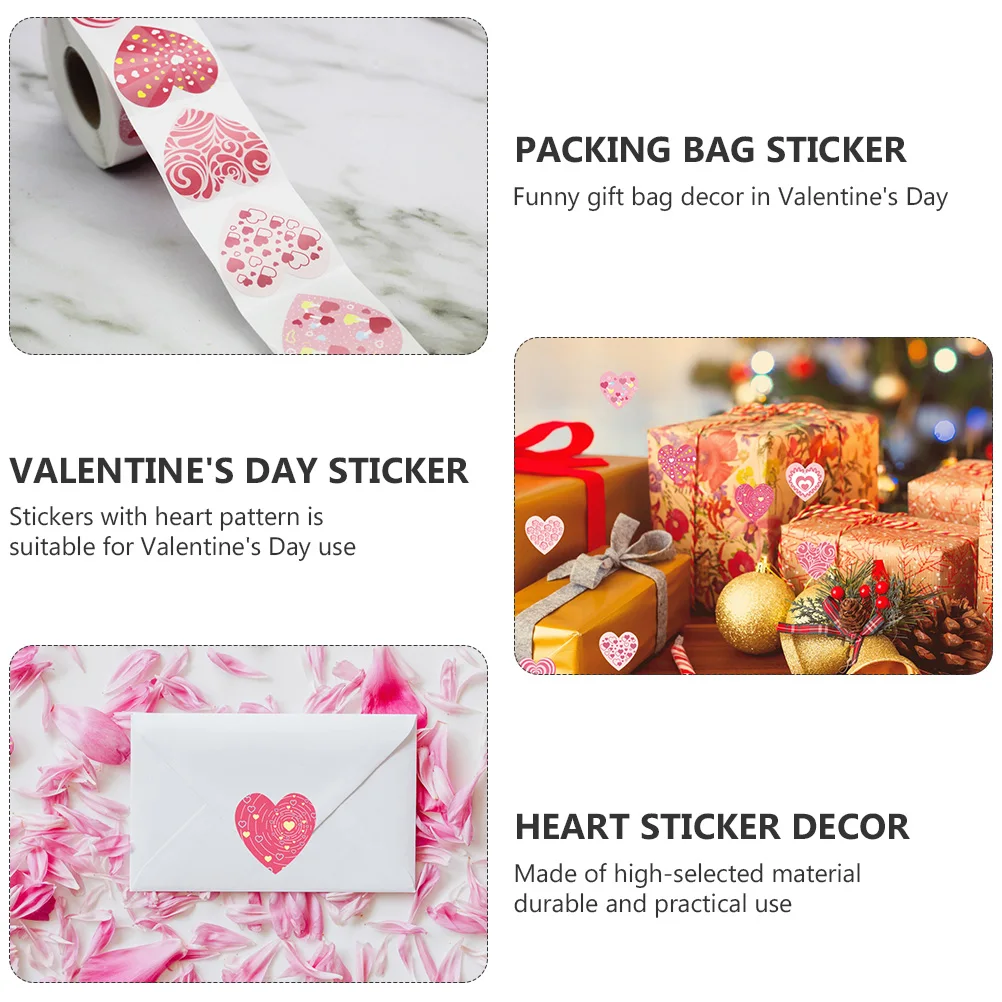 

500 Pcs Heart Envelope Sticker Decor Sealing Label Stickers for Commemorate Paper Gift Decoration