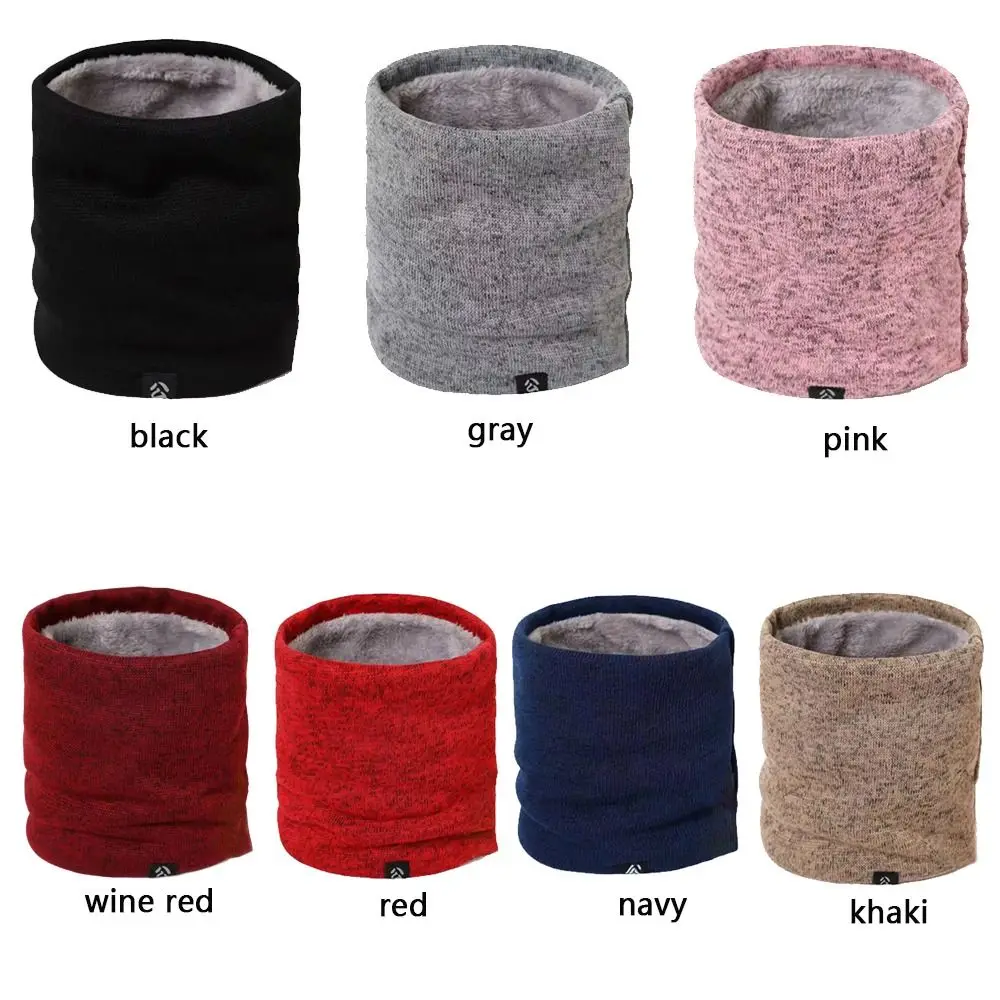 High Quality Knitted Winter Ring Scarf Plush Warm Circle Wrap Full Face Mask Solid color Outdoor Accessories Thick Muffler