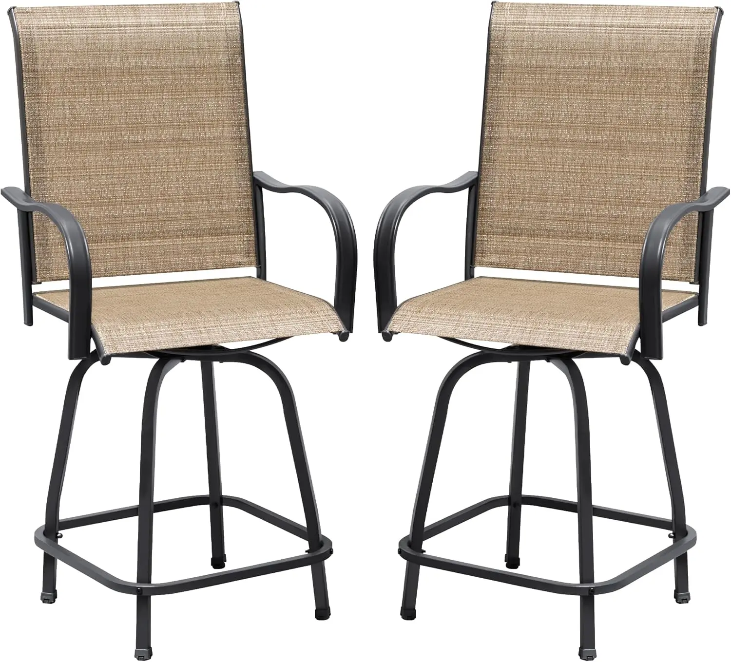 

Комплект из 2 всепогодных барных стульев для патио, высокие поворотные стулья для бистро, уличная мебель для террасы