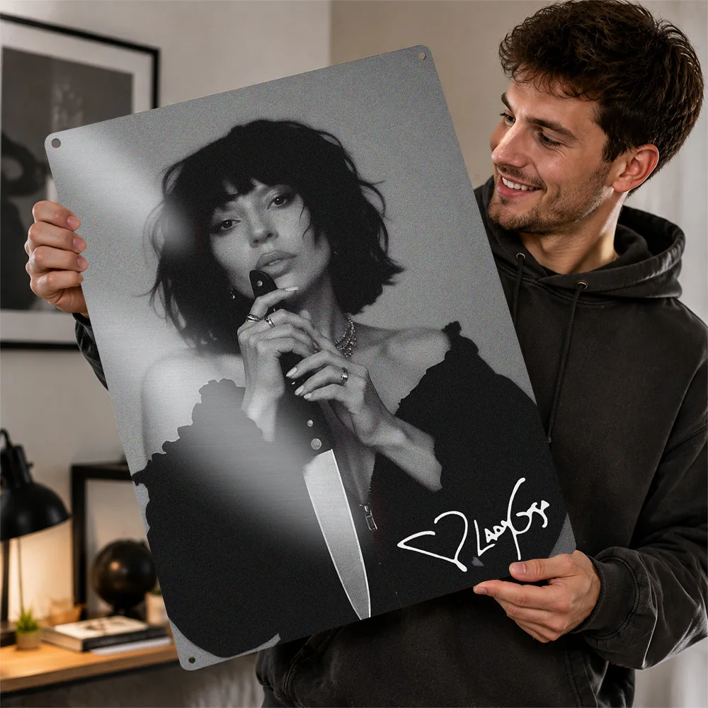 Lady Gaga Portrait Printed Poster Personalized Aluminum Metal Sign Chart Topper Style Wall Art For Creative Studio And Bedroom