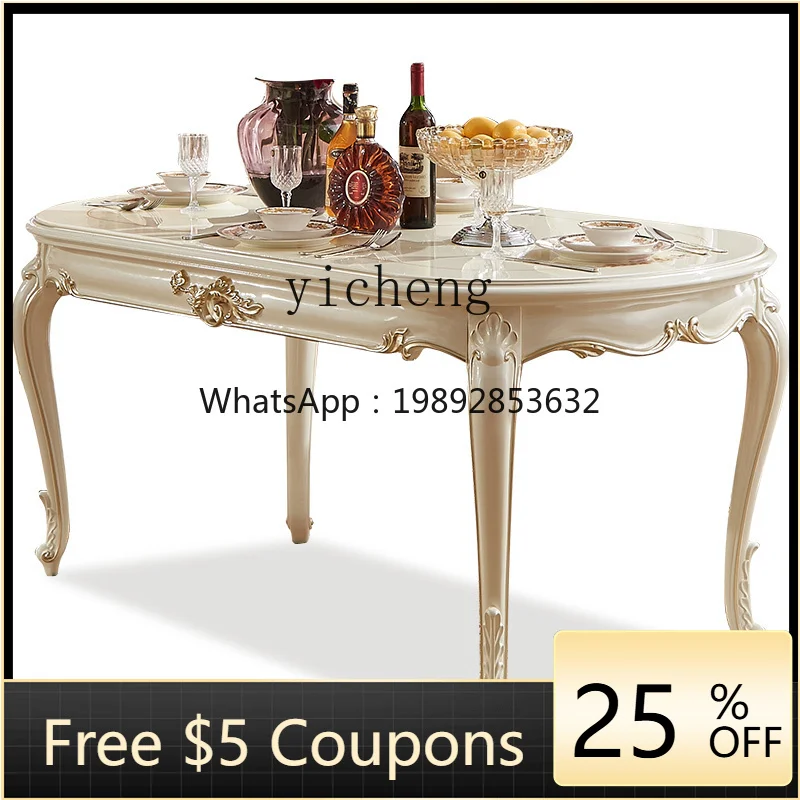 

XL Dining Tables and Chairs Set Rectangular Dining Table Solid Wood French Table Six Chairs Four Chairs