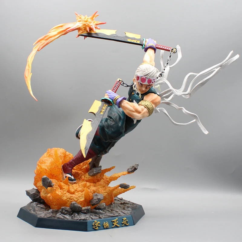 37cm Anime Demon Slayer Blade Uzui Tengen Figure Manga Statue Pvc Kimetsu No Yaiba Action Figurine Collectible Model Toy